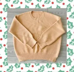 【新品未着用】サーモンピンク(オレンジ)丸襟ニットセーター 厚手 ゆったり