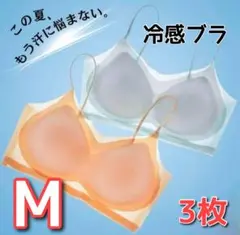 シームレスブラ　接触冷感 　通気性　　夏用　ノンワイヤー　M　３枚セット