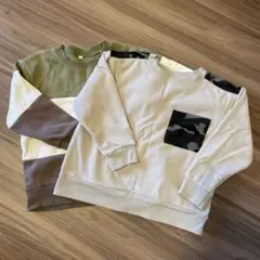 裏起毛トレーナー 2点セット バイカラー 迷彩柄 120cm