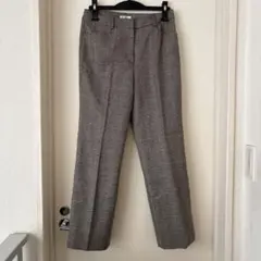 ウール混ブラウン系チェックセンタープレスパンツ