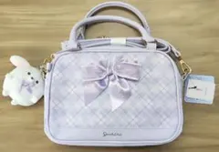 女の子向けマスコット付きショルダーバッグ 紫#ジュニアトート#ガールズバッグ