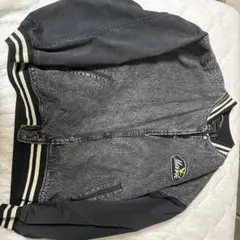 スタジャン ブラック/グレー刺繍ロゴ