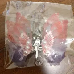 蝶の髪飾り ピンク 紫