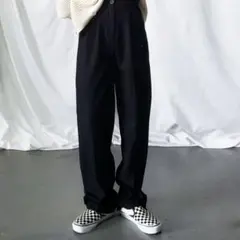 me+em select 太ベルトハイウエストウールライクカラータックスラックス