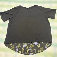 グローバルワーク　花柄　切り替えTシャツカットソーＬ