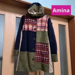 アナミコレクション　ハーフコート　フード付き　パッチワーク