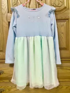 女の子 130 長袖 ワンピース チュニック シフォンスカート