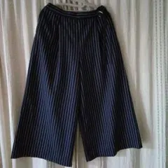 THE SHOP TKネイビー ストライプ ワイドパンツ