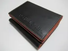 PSポールスミス 新品！ポップカラーロゴ入り牛革コンパクト三つ折り財布 黒のサムネイル
