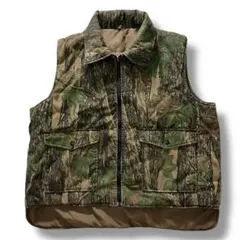 90s TREBARK リアルツリー カモ リバーシブル 中綿 ベスト 古着