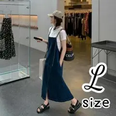 デニム サロペットスカート Lサイズ 調節可能 大きめ