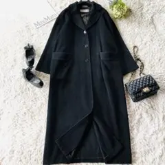 美品✨マックスマーラ 超マキシコート カシミヤ アンゴラ 女優襟 ブラック 40