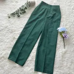 センスオブプレイス ꕤ ハイウエストワイドパンツ タック シンプル グリーン S