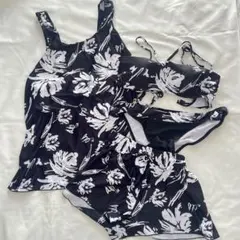 u*1様 【未使用】水着　タンキニ　7点セット　4L ボタニカル　ブラック　セパ