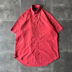 00s Ralph Lauren 半袖BDシャツ 刺繍ロゴ M 赤 A320