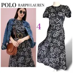 ポロラルフローレン⭐️花柄 ロング ワンピース ブラック サイズ4 半袖