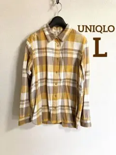 UNIQLO フランネルチェックシャツ イエロー L