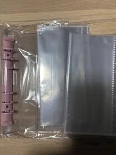 クリア バインダー シール帳 A6 透明 リフィル付 6穴 ピンク収納