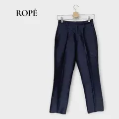 ROPE ロペ スラックス パンツ シルク混 センタープレス S ネイビー