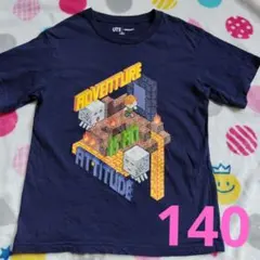 140 ユニクロ　マイクラ　UT Tシャツ　ネイビー