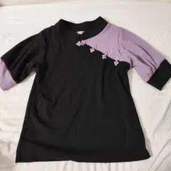 axes femme チャイナ釦バイカラープルオーバー半袖のサムネイル