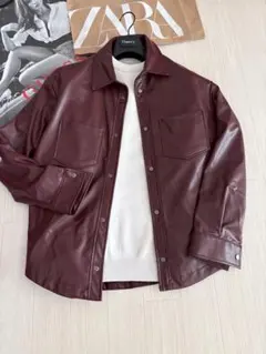 ＊新品未使用＊ZARA＊ザラ＊ フェイクレザー ＊シャツジャケット ＊ボルドー