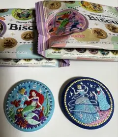 ディズニー 刺繍缶バッジ 2 アリエル シンデレラ ビスケット付き