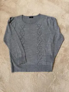 ビジュー付きニット　３Ｌ