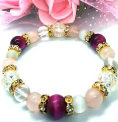 ピンクタイガーアイ10mmローズクォーツー8mmホワイトキャッツアイ8mm