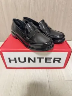 ★新品★ハンターリファインド グロス ペニー ローファー - ブラック