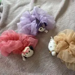 サンリオ　キャラクター付きシュシュ3点セット