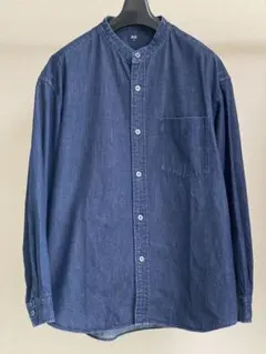 UNIQLOオーバーサイズバンドカラーデニムシャツ