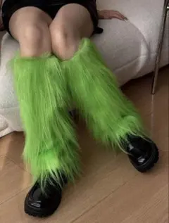 jk 緑 ファー レッグウォーマーのサムネイル