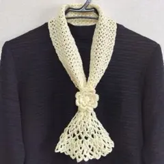 手編み　ミニマフラー　スカーフ　ハンドメイド　春、夏のサムネイル