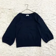 ロディスポット ニット M バルーン袖 ラウンドネック コットン混 シンプル