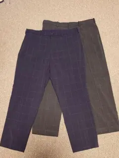 ユニクロ スマートアンクルパンツ ネイビー＆チャコールグレーチェック XL×2本