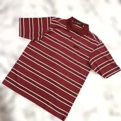 SRIXON☆ゴルフシャツ　半袖ポロシャツ　ボーダー　レッド　Lサイズ