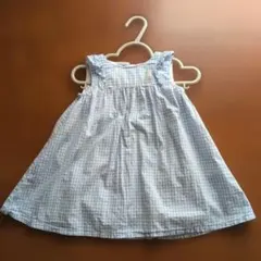水色のチェック柄ワンピース　80cmのサムネイル