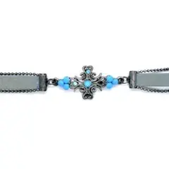 青いビーズ クロスモチーフ ブレスレット