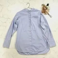 【美品】IENA イエナ　ブラウス　長袖　綿　コットン　ブルー　36 S
