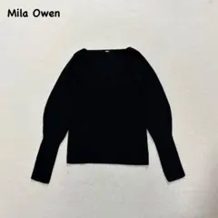 t2602 【ミラオーウェン】　長袖ニット　Ｖネック　黒　キレイめ　セーター