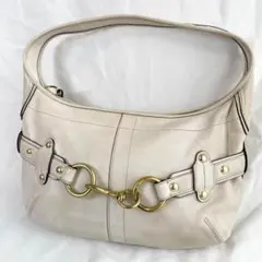 COACH ワンショルダーバッグ レザー アイボリー ホーボー ゴールド金具