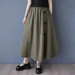 今年らしいコーデ Aライン ロングスカート 着痩せ効果 おしゃれ 3カラー展開