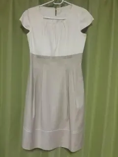 入学式　ホワイト・ベージュ フレアドレスとジャケットセット