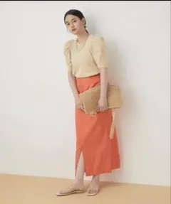パフスリーブ 半袖カットソー ベージュのサムネイル