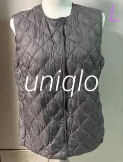 美品　UNIQLO ウォームパデットキルティングベスト　L モカブラウン