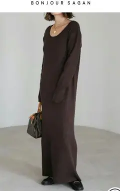 【新品】 BONJOUR SAGAN 前後2WAYリブニットワンピース