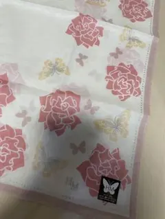 【新品 未使用品】HM ハンカチ ローズ 蝶柄 ホワイト