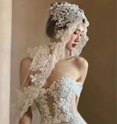 【高級ベール】前撮り写真映え最高　ウェディングヴェール　結婚式