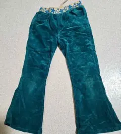 花柄 コーデュロイパンツ 緑